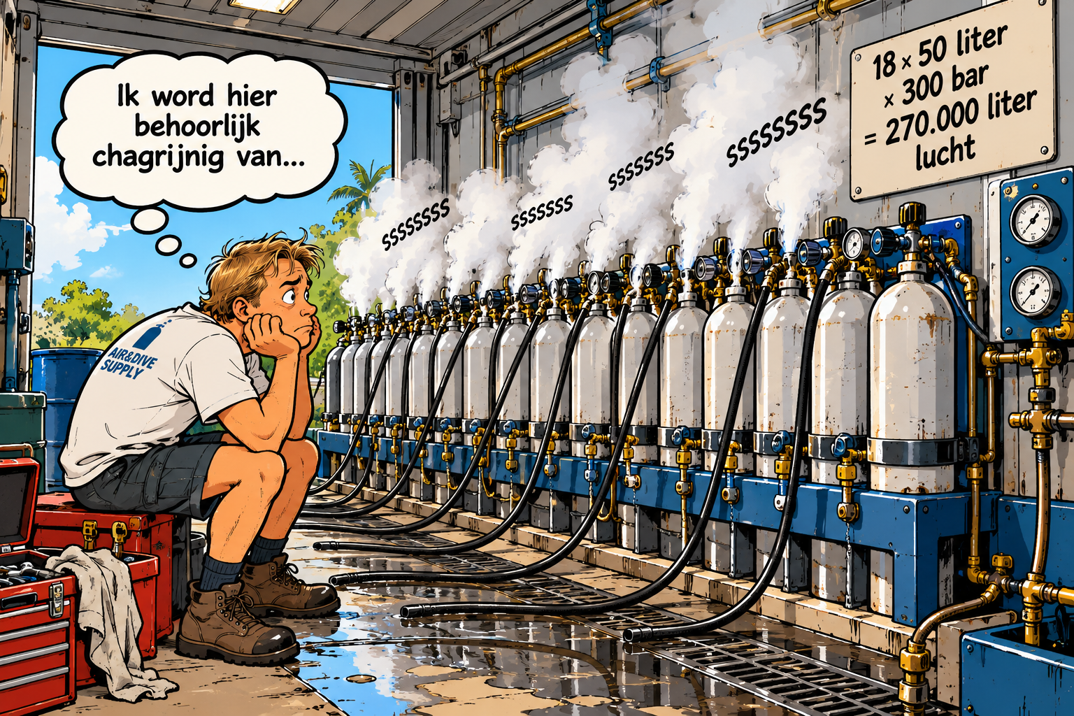 270.000 liter lucht. Weg ermee!
