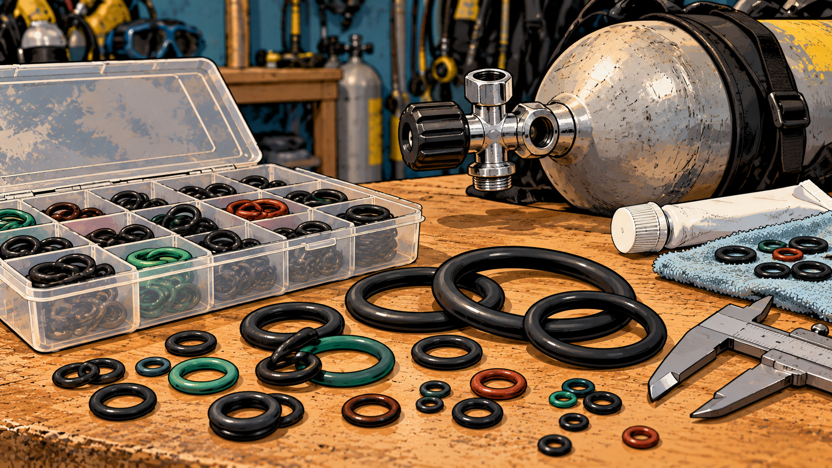 O-ringen op de werktafel
