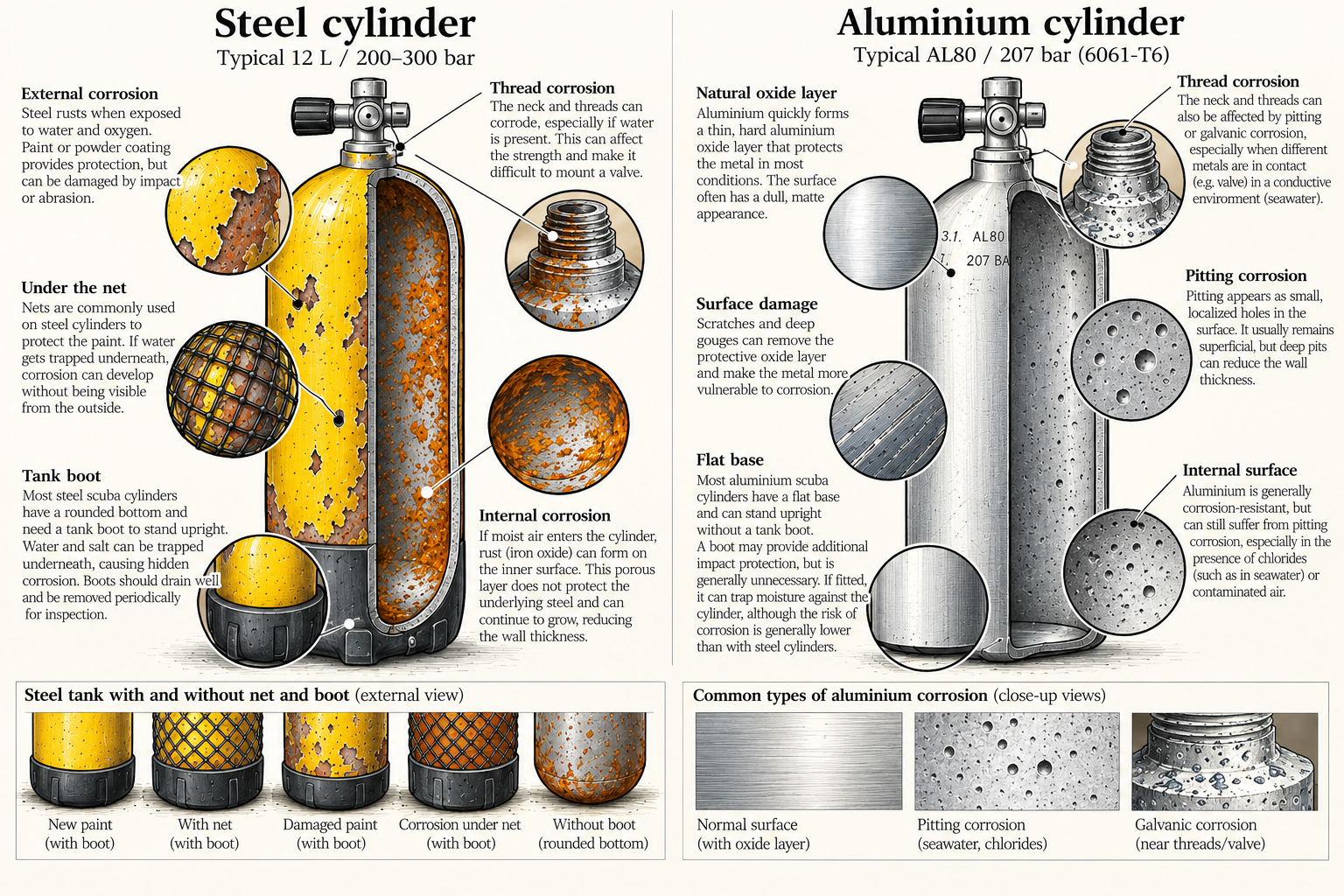 Corrosie bij stalen en aluminium duikflessen